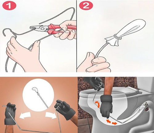 thông tắc bồn cầu bằng móc áo