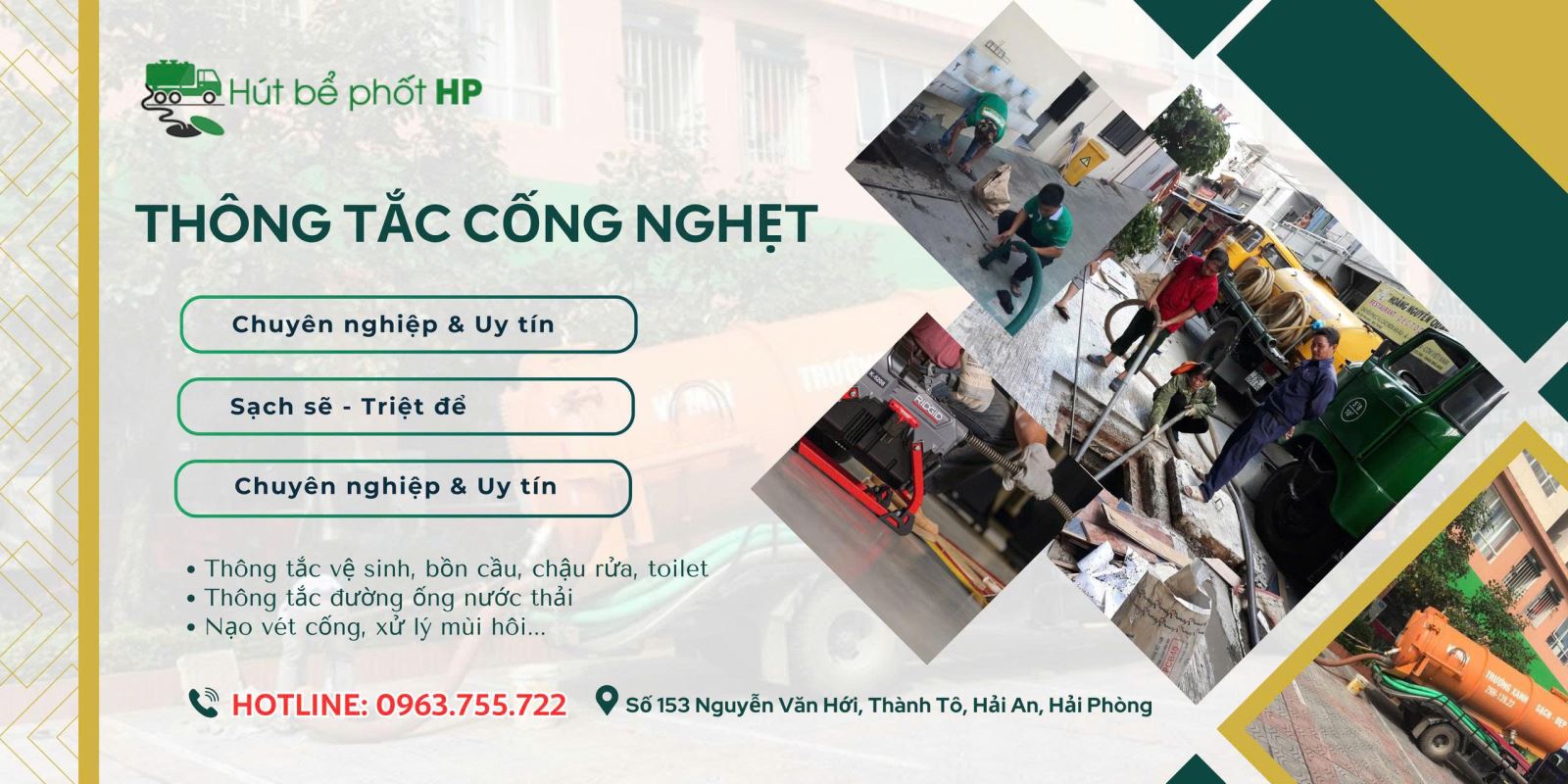 Quy trình hút bể phốt tại Cát Hải với thiết bị chân không công suất lớn