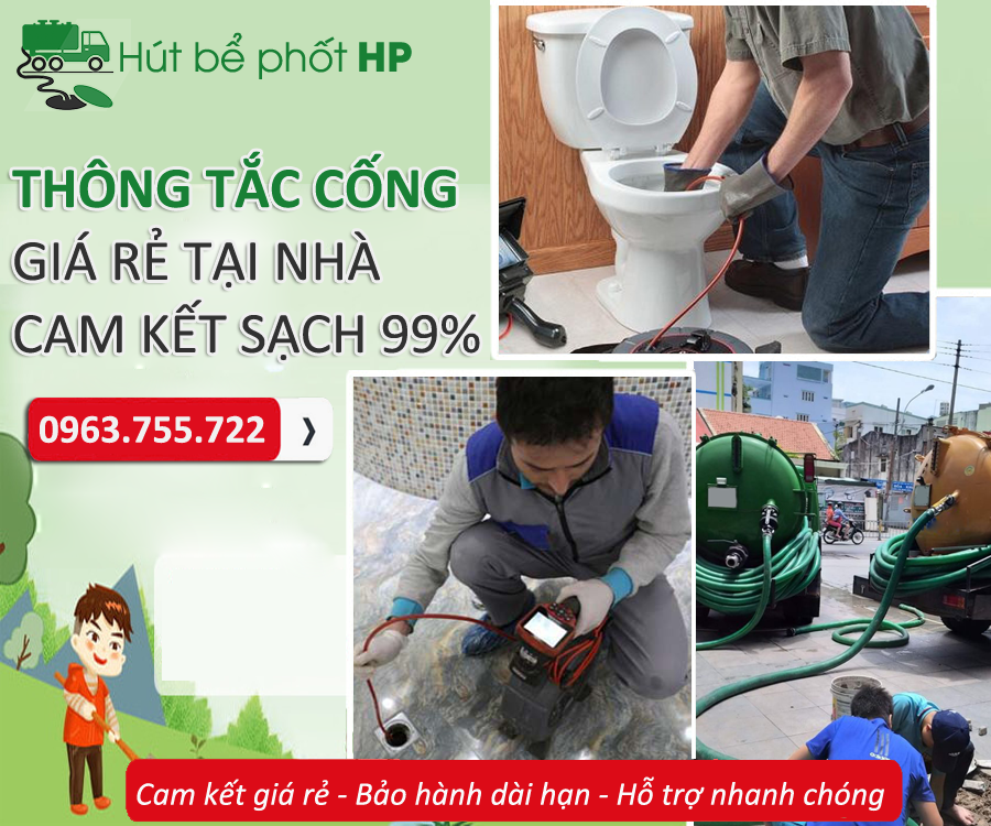 Thông tắc cống giá rẻ tại nhà, cam kết sạch 99%, 15 phút có mặt