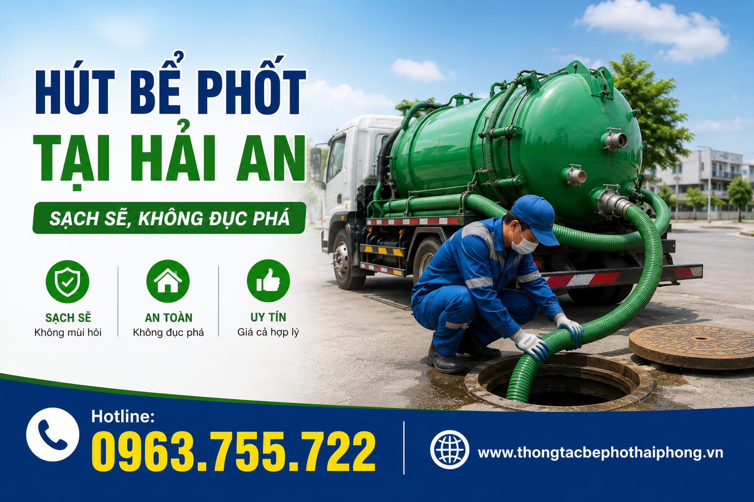 Báo Giá Hút Bể Phốt Tại Hải An Công Nghệ Mới – Sạch 100%, Không Đục Phá