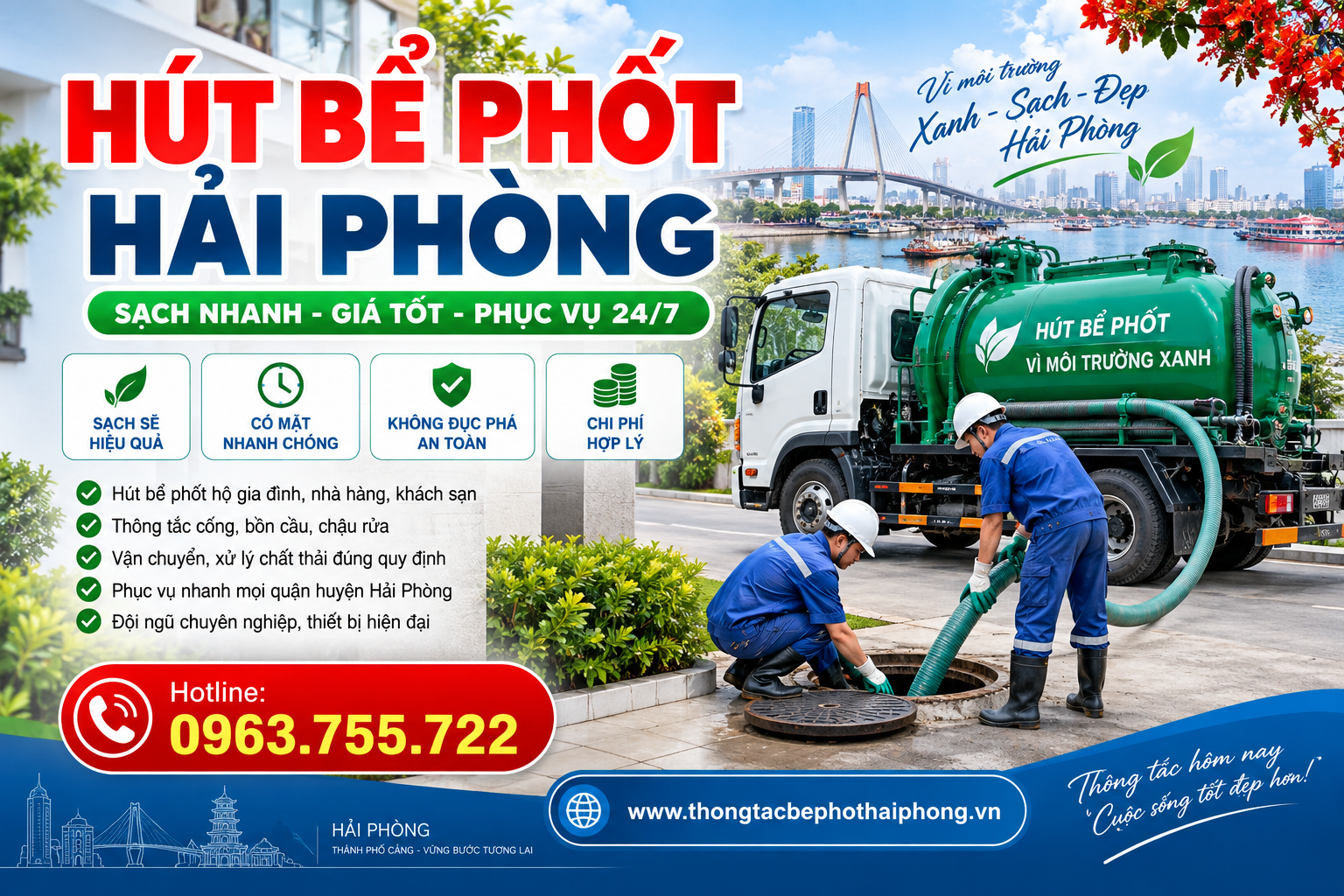 Hút Bể Phốt Hải Phòng Uy Tín, Nhanh Chóng, Chuyên nghiệp | Phục Vụ 24/7