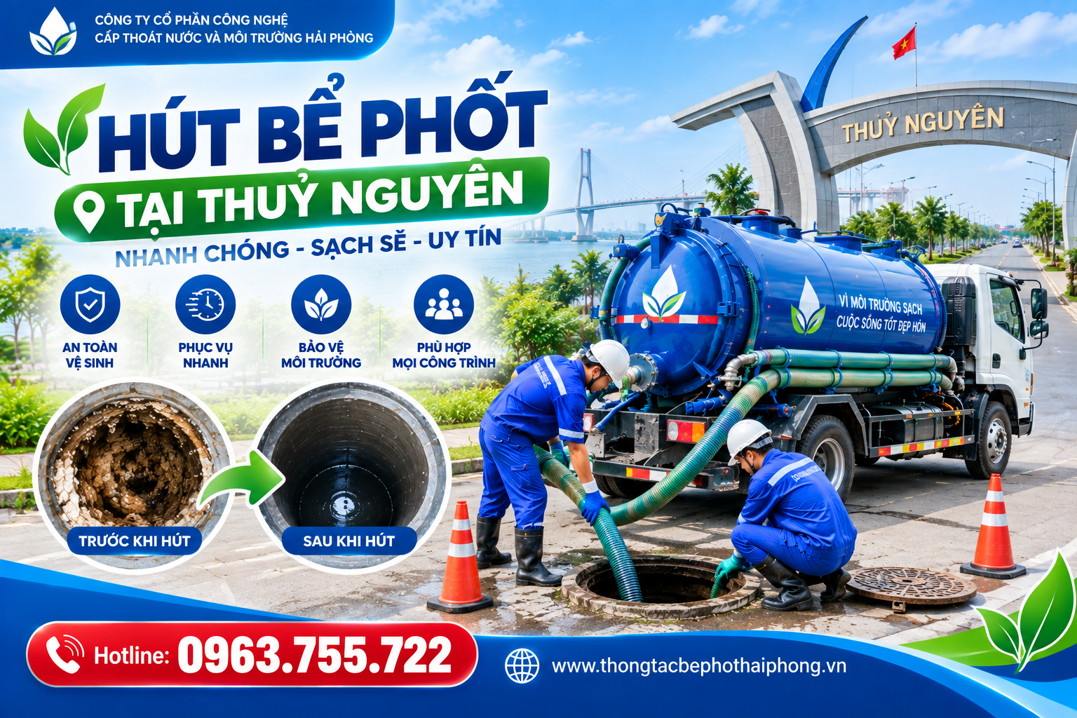 Hút Bể Phốt Tại Thủy Nguyên Hải Phòng Chuyên Nghiệp, Uy Tín – Xử Lý Nhanh, Sạch Sẽ