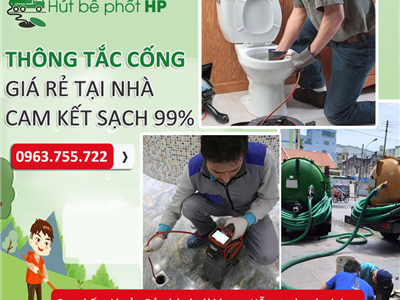 Thông tắc cống giá rẻ tại nhà, cam kết sạch 99%, 15 phút có mặt
